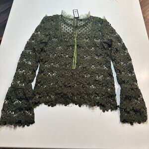 Romeo & Juliet Lace and Crochet Blouse with Bell Sleeves Full Back Zipper NWT
